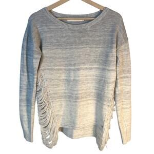 One Grey Day 100% Wool Round Neck Sweater W/ Side Shred Details SZ Medium EUC